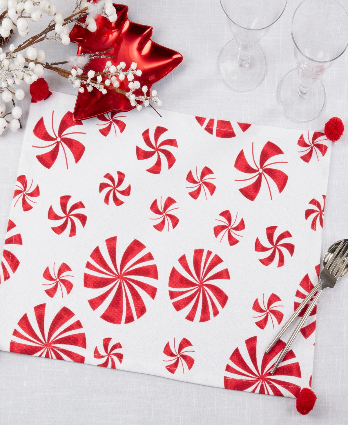 Saro Lifestyle Peppermints Placemat, Set of 4