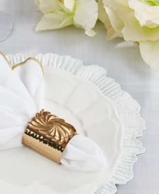 Spun Shine Hammered Napkin Ring, Set of 4