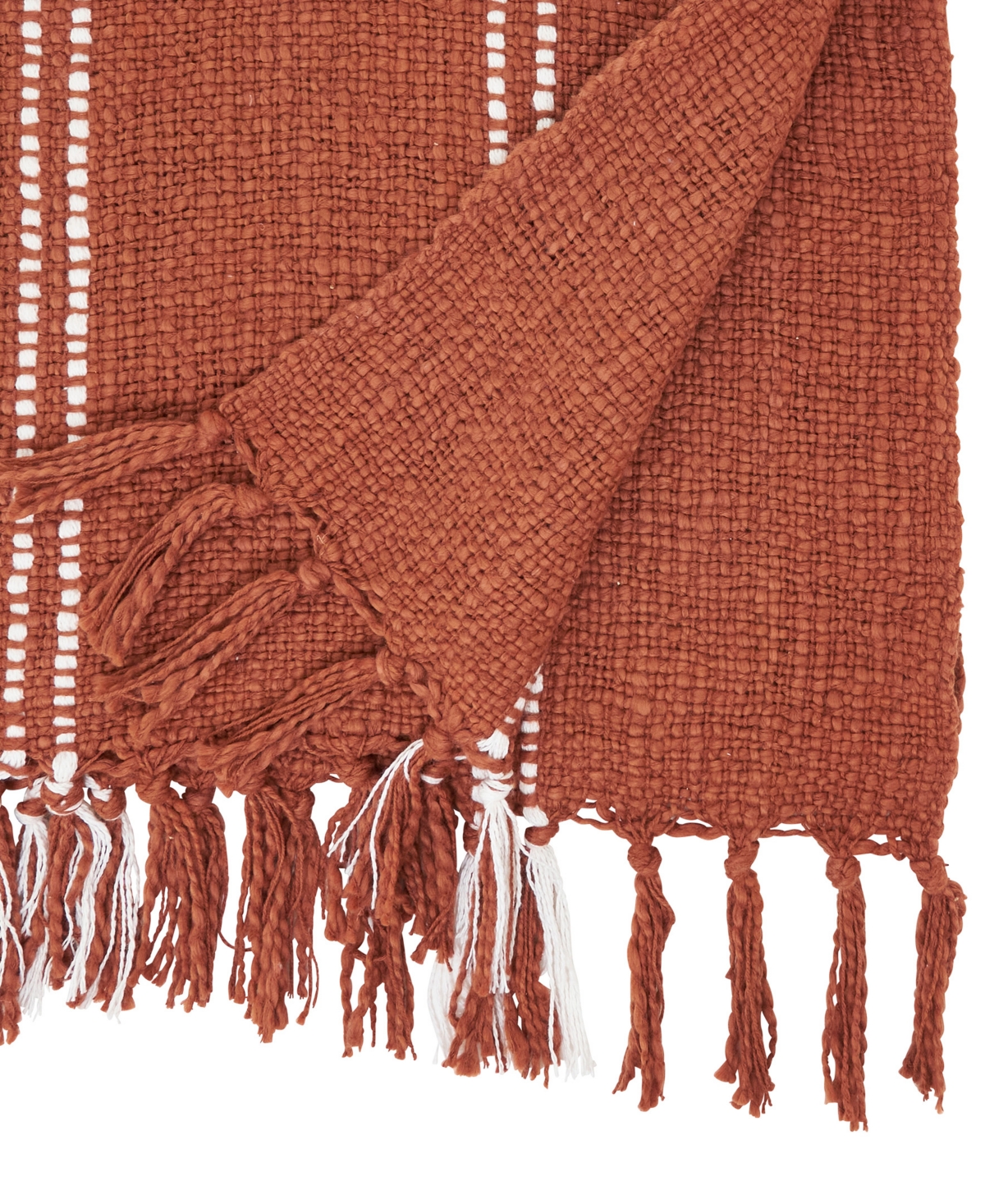 Saro Lifestyle Stitched Line Table Runner, 16" X 72" In Brown