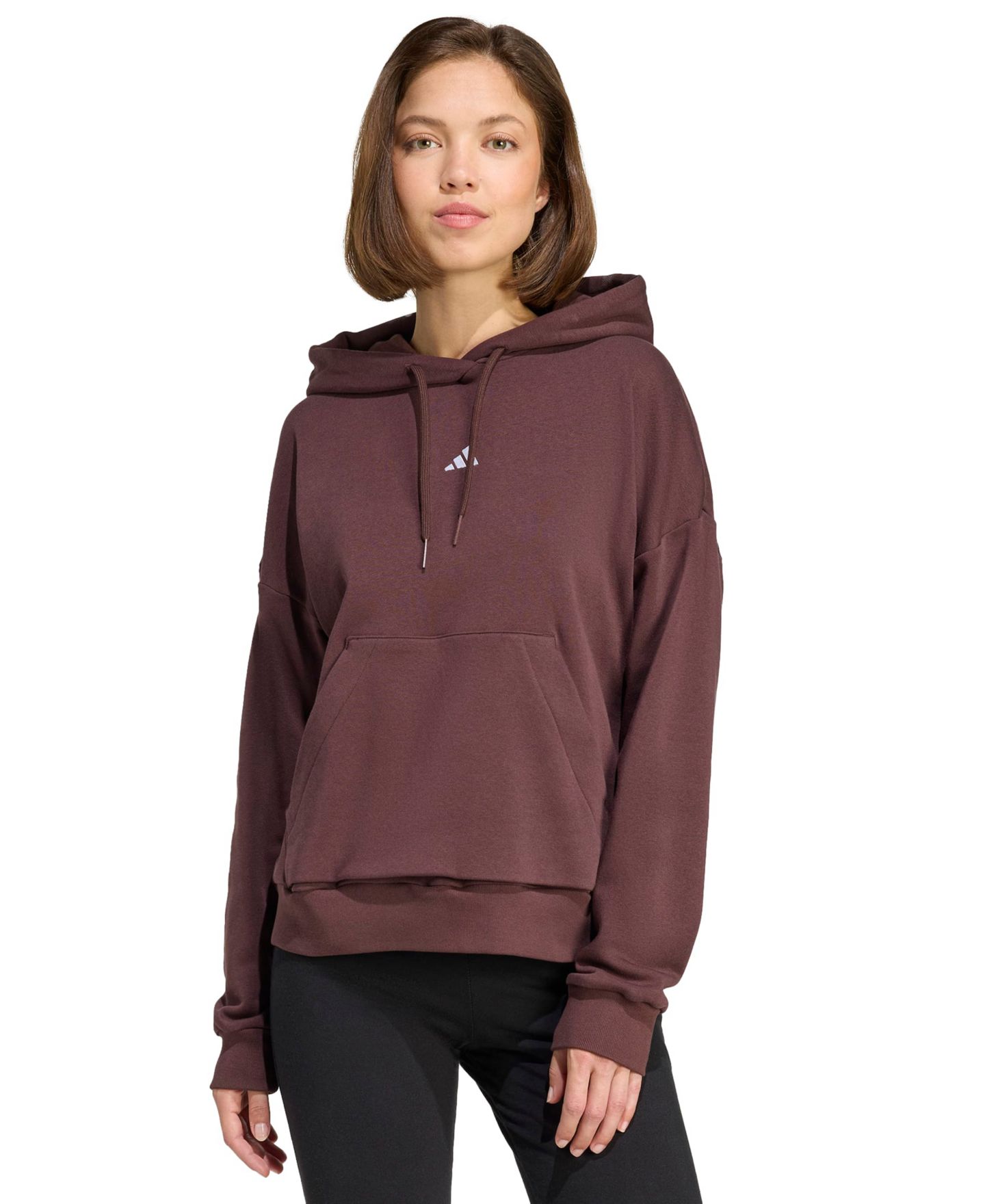 Женское худи adidas Essentials Long-Sleeve Logo, цвет: Теневой коричневый / Белый — фото 1