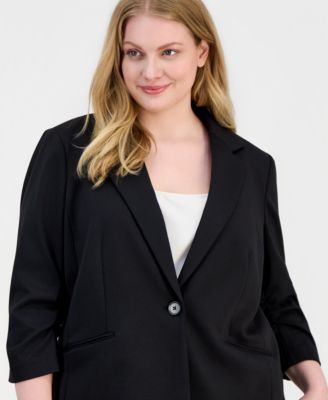 Plus Size Scrunch 3/4-Sleeve Blazer