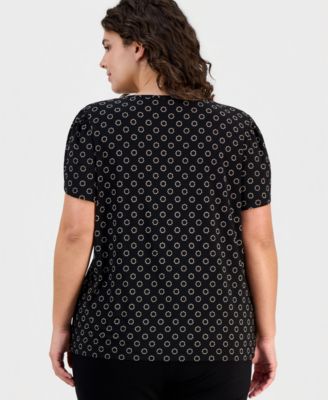 Plus Size Printed Tulip-Sleeve Top