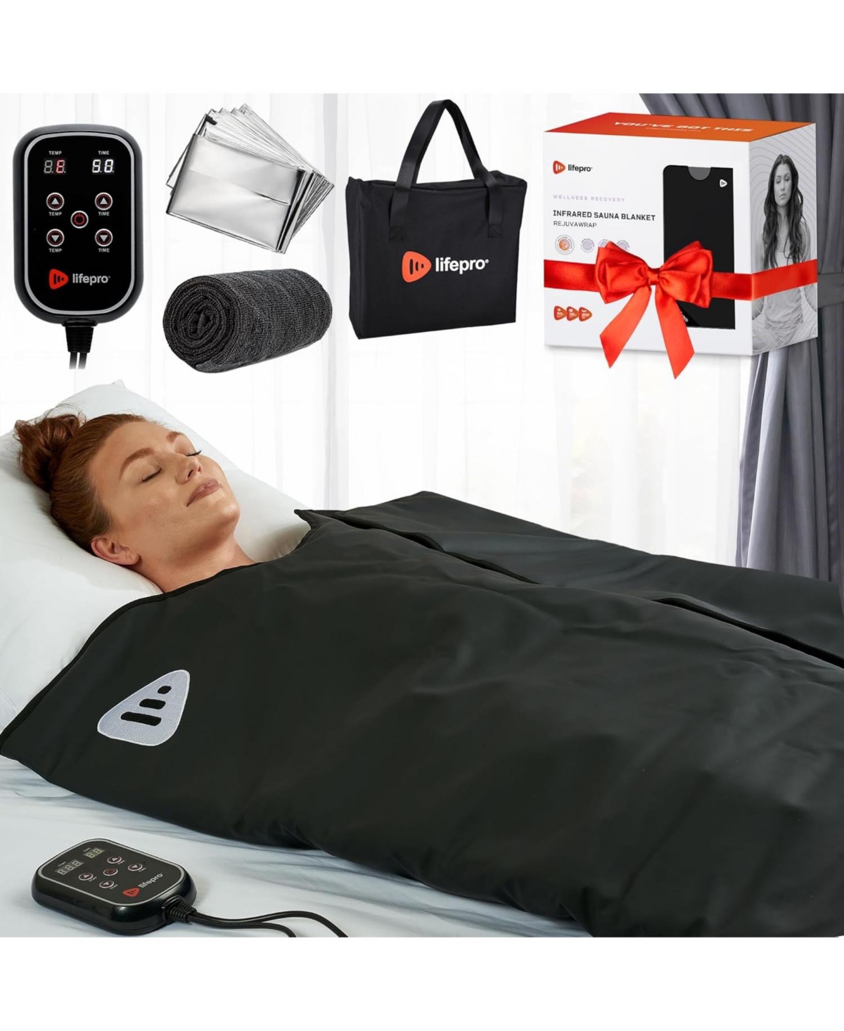Lifepro RejuvaWrap Infrared Sauna Blanket – Portable Far Infrared Home Sauna for Detox, Muscle Recovery & Relaxation with Adjustable Heat Setti