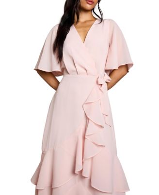 Women's Angel Sleeve Bridesmaid Maxi Dress