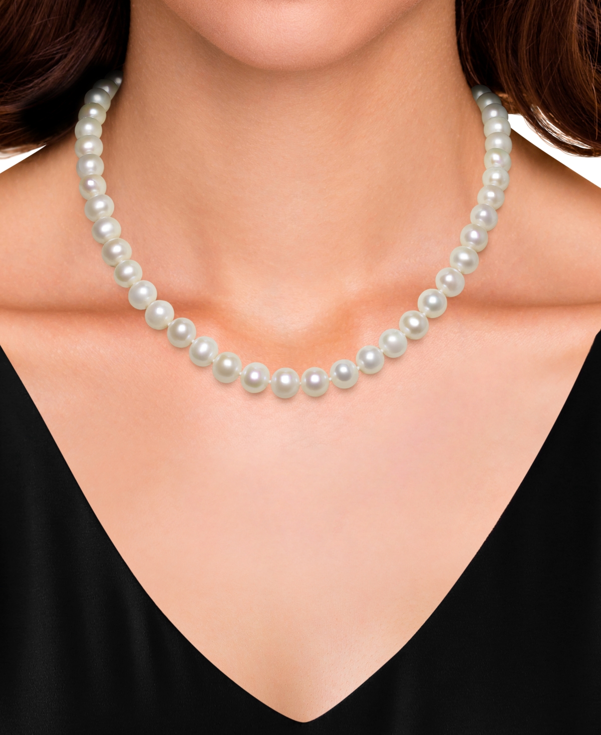 Belle De Mer Cultured Freshwater Pearl (7.5-8.5mm) Necklace In Sterling Silver In White