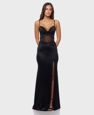 Alex & Sophia - Women's V-Neck Strap Illusion Dress