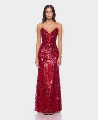 Alex & Sophia - Women's V-Neck Sequined Dress