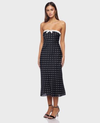 Juniors' Polka Dot with Bow Strapless Dress