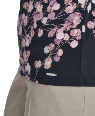 Women's Printed Drape Front Short-Sleeve Top