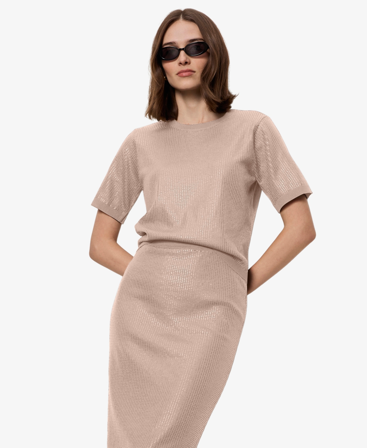 Sanctuary Women's Sparkle Sequin Short-Sleeve Sweater