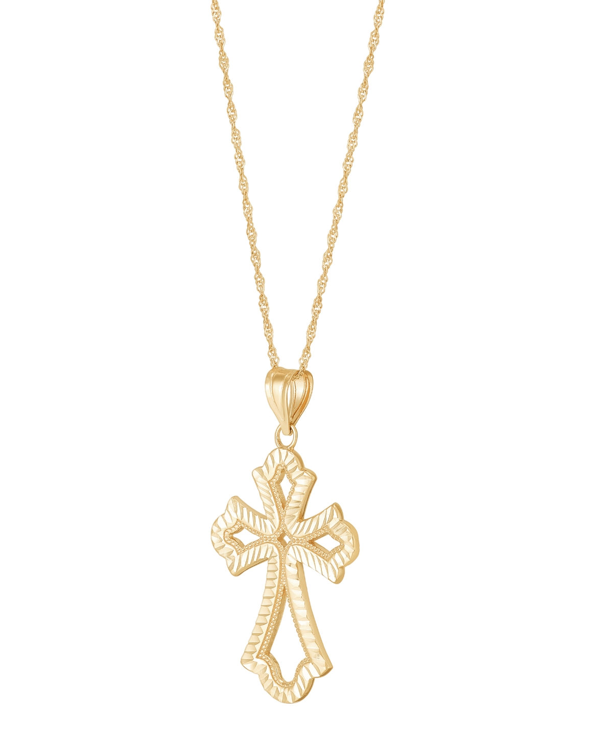 Macy's Polished Cross Pendant Necklace In 10k Yellow Gold In Gold