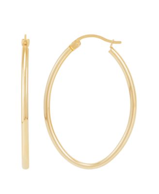 Macy's - Polished Tube Oval Hoop Earrings in 14K Yellow Gold