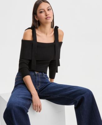 Women's Ribbed Terra Cold-Shoulder Sweater