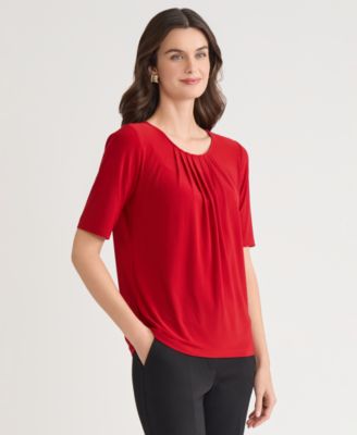 Women's Pleat Neck Knit Top, Regular & Petite