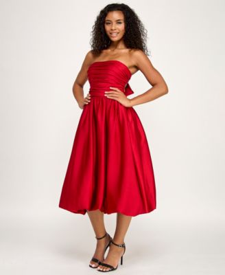 Juniors' Bubble Strapless Midi Dress