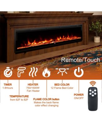 72 inches Recessed Wall-mounted Freestanding Multifunctional Electric Fireplace