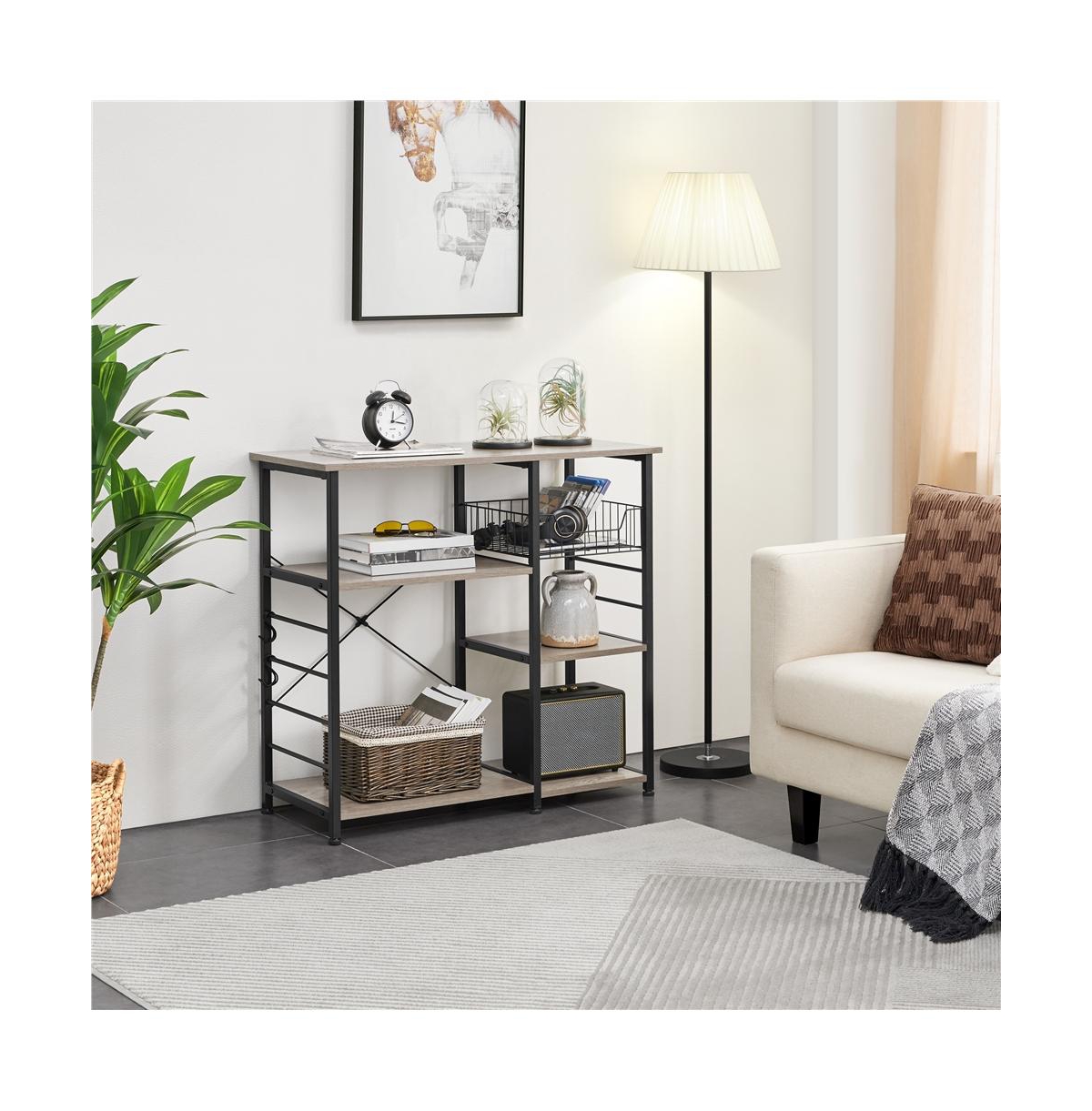 Yaheetech Industrial Rustic Kitchen Baker's Rack Brown