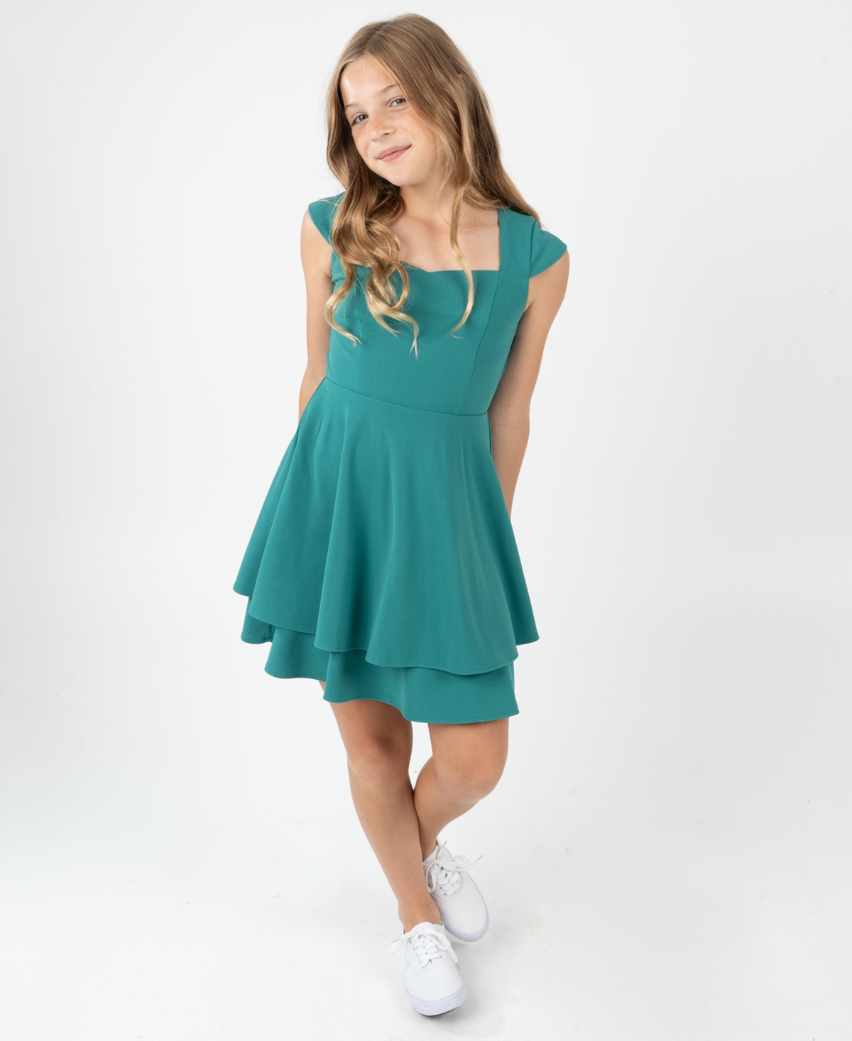Rare Editions Girls 7-16 Twist Back Skater Short-Sleeve Dress