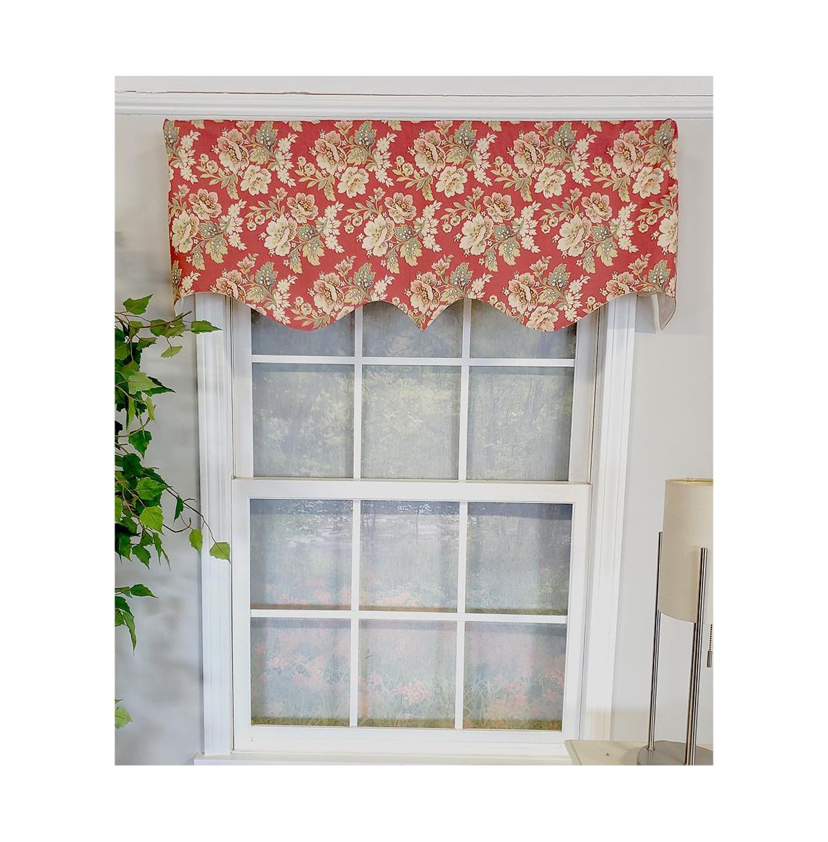 Rlf Home Linda Regal 3" Rod Pocket Lining Luxurious and Elegant Window Treatment Valance 50" x 17" Red