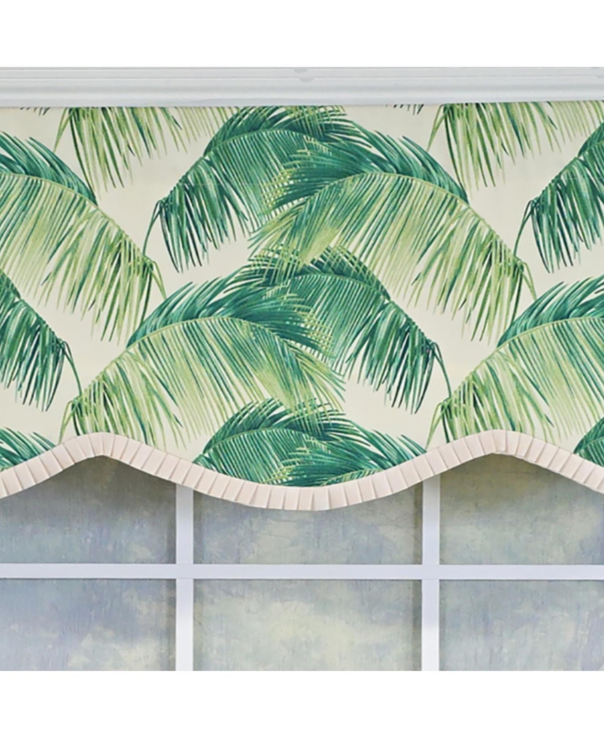 Rlf Home 100% Cotton Tortola Provance Fully lined Windows Rod Pocket Valance 50" x 15" Green