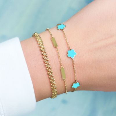 Turquoise Flower Bracelet 14K Gold