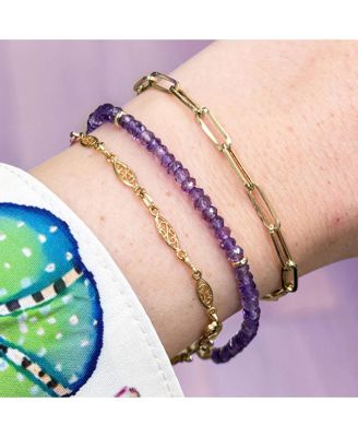 Amethyst Bead Bracelet 14k Gold