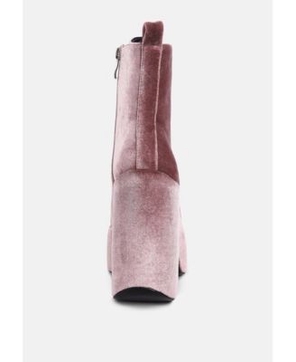 ASHCAN Womens High Platform Velvet Ankle Boots