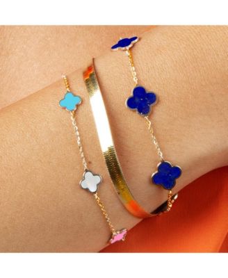 Mini Pastel Mixed Clover Bracelet 14K Gold