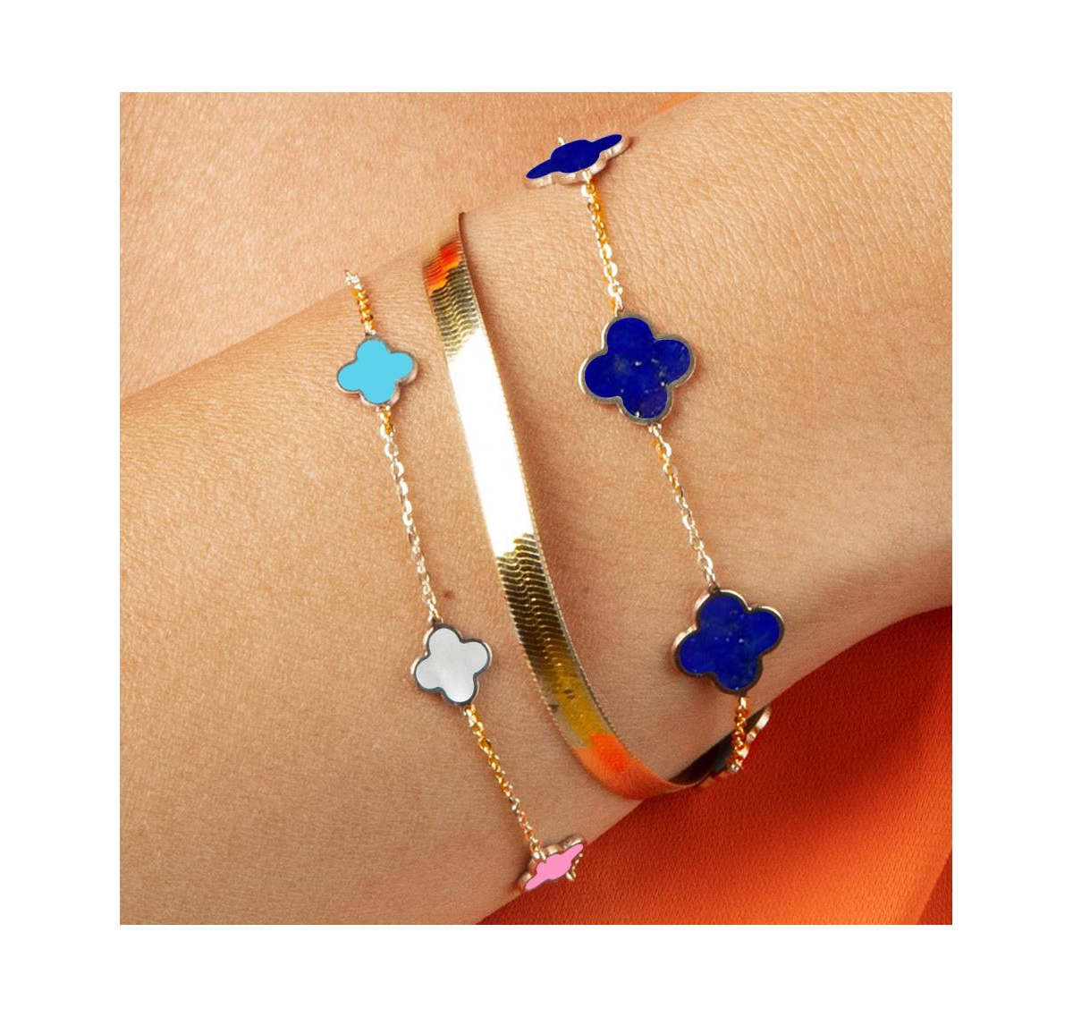The Lovery Mini Pastel Mixed Clover Bracelet 14K Gold