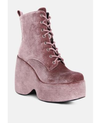 ASHCAN Womens High Platform Velvet Ankle Boots