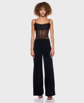 Junior's Cowl Neck Corset Top