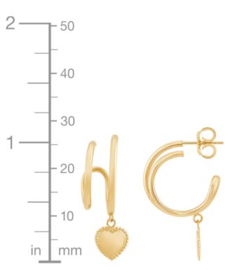 Double Hoop Heart Earrings in 14k Yellow Gold