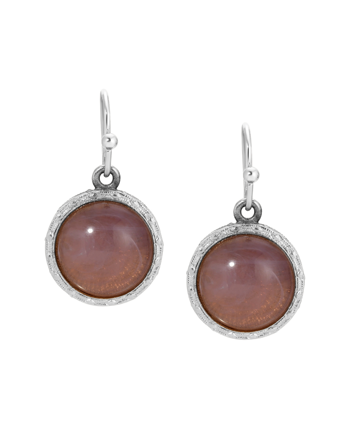 2028 Round Color Stone Wire Earrings In Purple