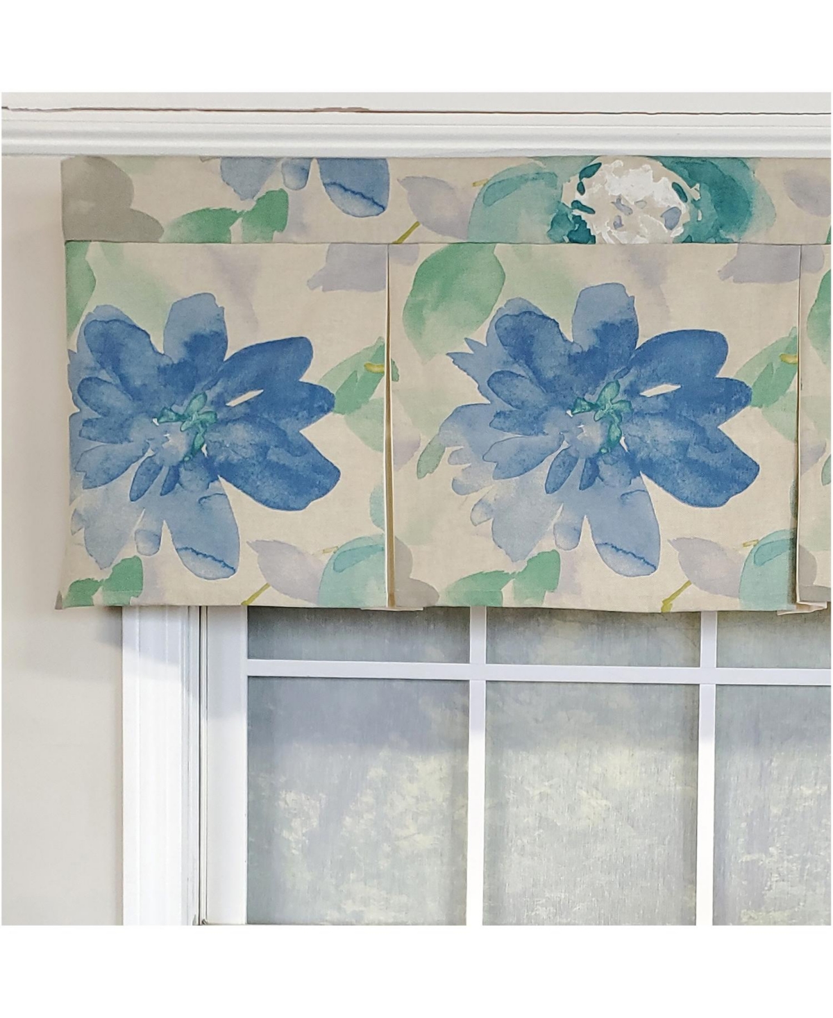 Rlf Home 3" Rod Pocket High Quality Fabric Mantra Pleated Valance for Windows 50" x 17" Azure