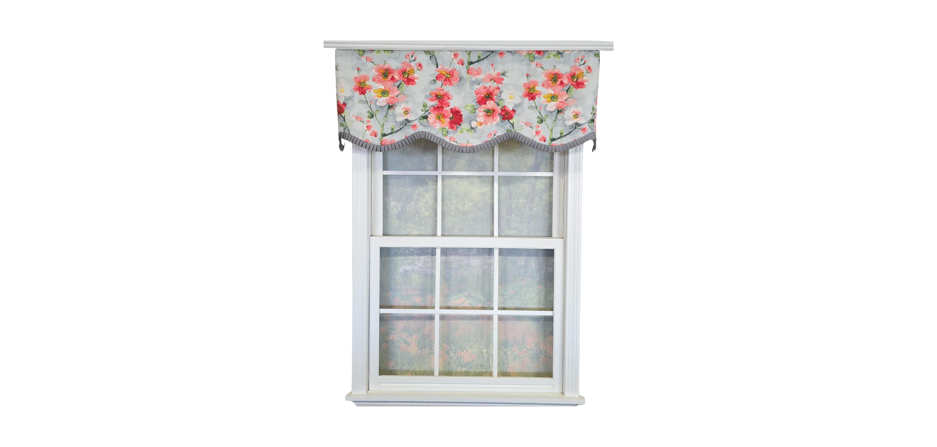 Rlf Home 100% Cotton Prosperity Provance Fully lined Windows Rod Pocket Valance 50" x 15" Gray