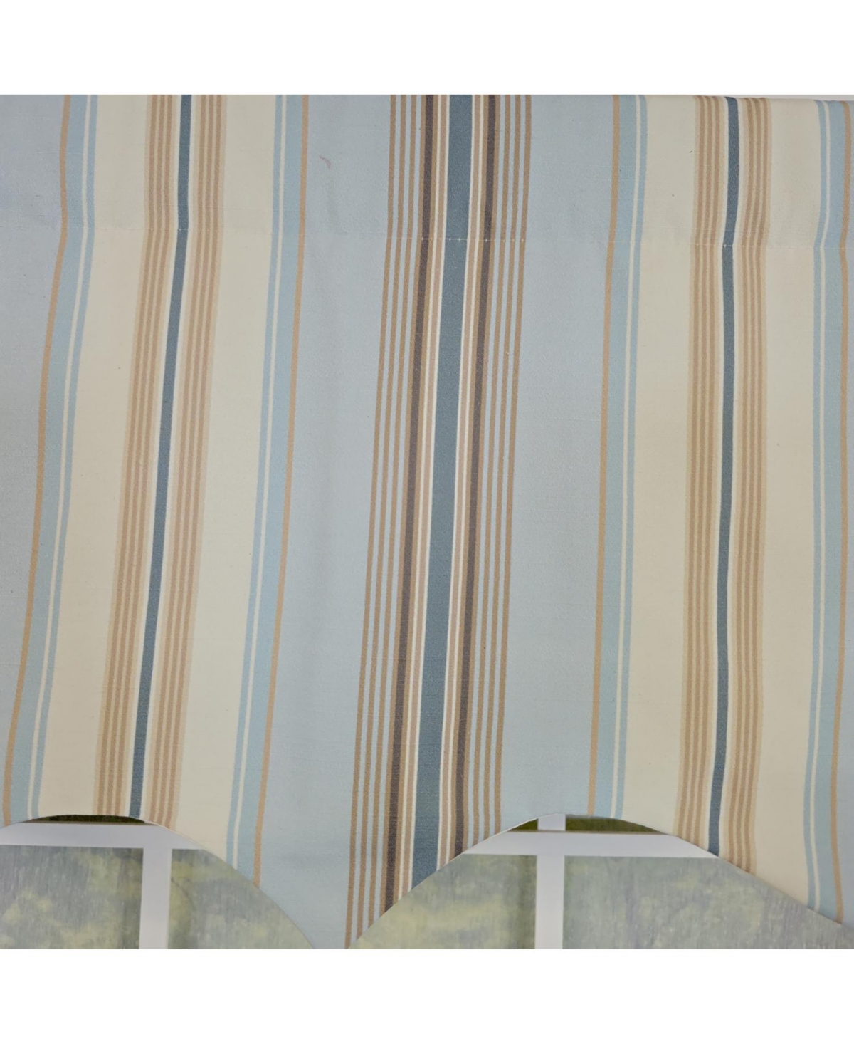 Rlf Home 100% Cotton Paris Stripe Regal Fully lined Windows Rod Pocket Valance 50" x 17" Blue
