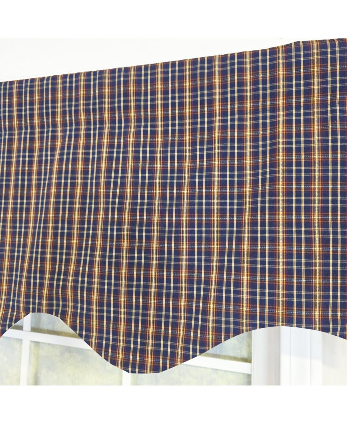 Rlf Home 100% Cotton Palermo Regal Fully lined Windows Rod Pocket Valance 50" x 17" Navy