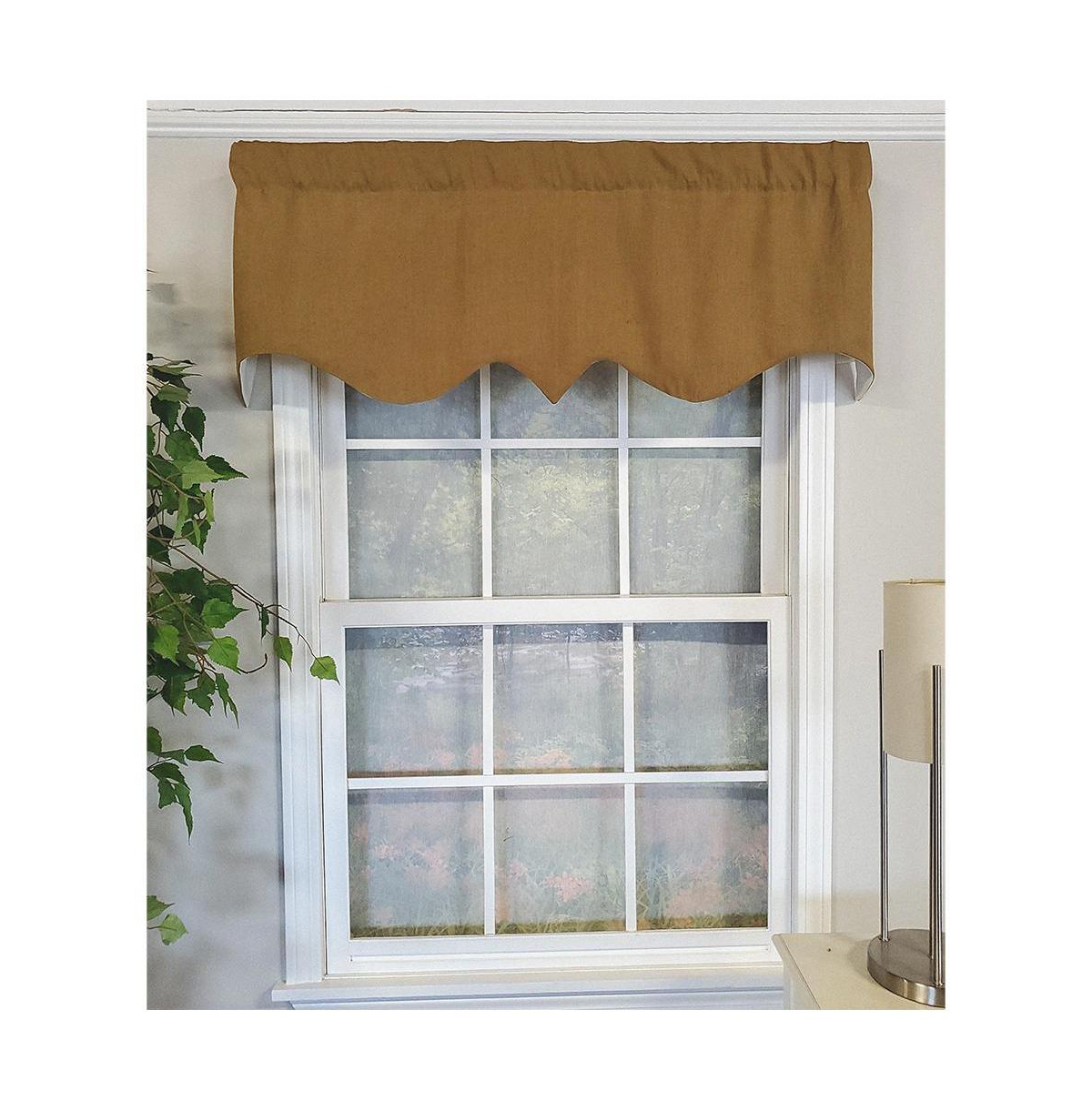 Rlf Home Linen Slub Regal 3" Rod Pocket Lining Luxurious and Elegant Window Treatment Valance 50" x 17" Coffee