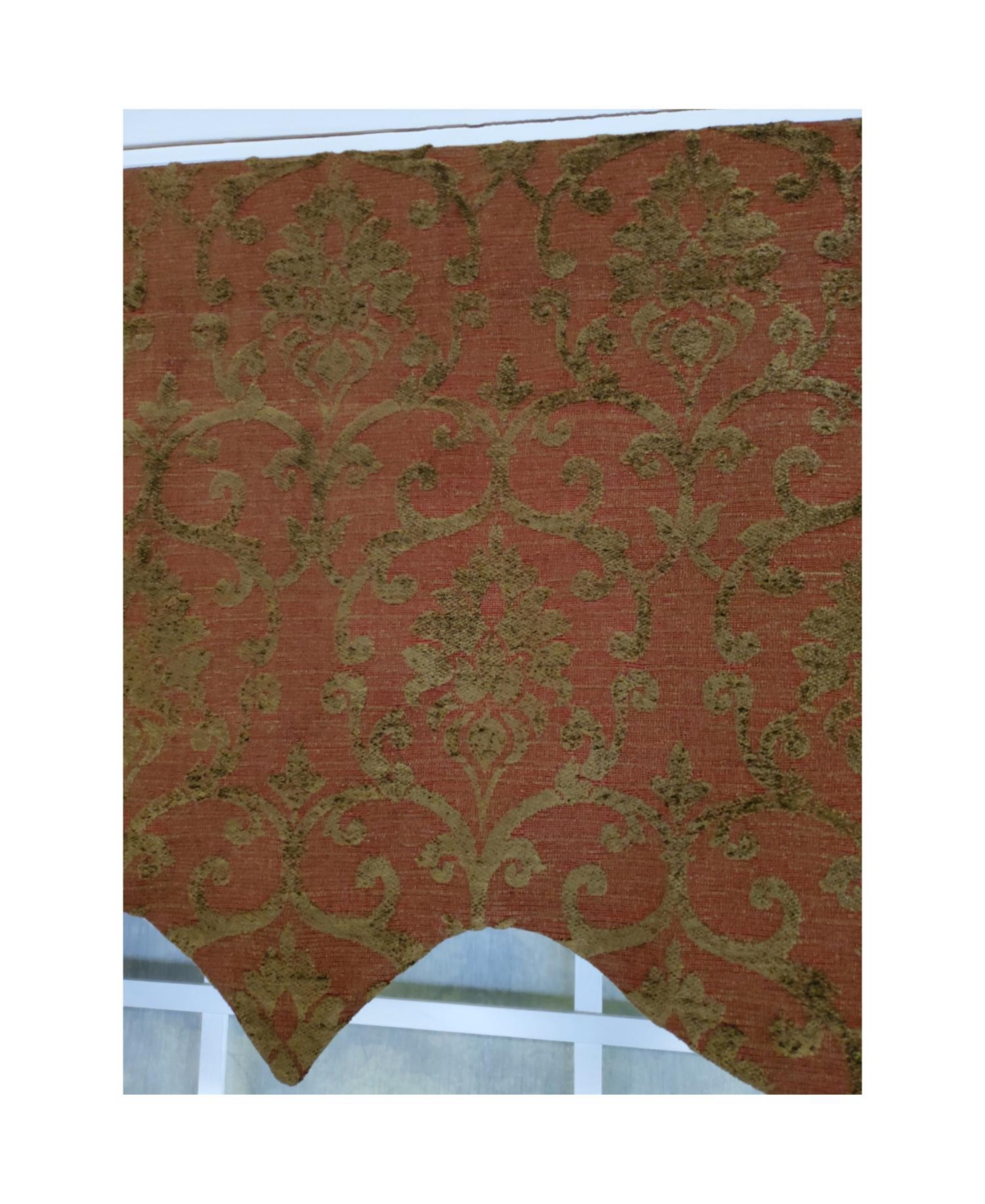 Rlf Home 3" Rod Pocket High Quality Fabric Kamau Garnet Regal Valance for Windows 50" x 17" Garnet