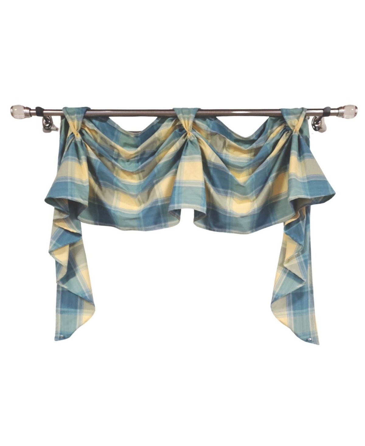 Rlf Home 4" Top Tab High Quality Fabric Duncaster 2-Scoop Victory Swag for Windows 40" x 25" Porcelain