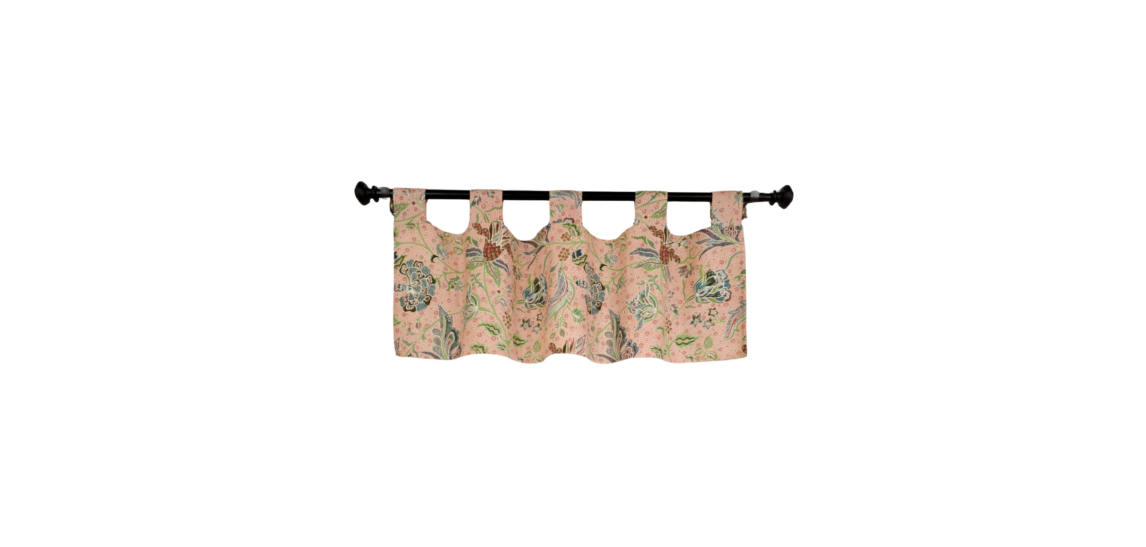 Rlf Home 4" Top Tab High Quality Fabric Every Tab Valance for Windows 50" x 16" Rose
