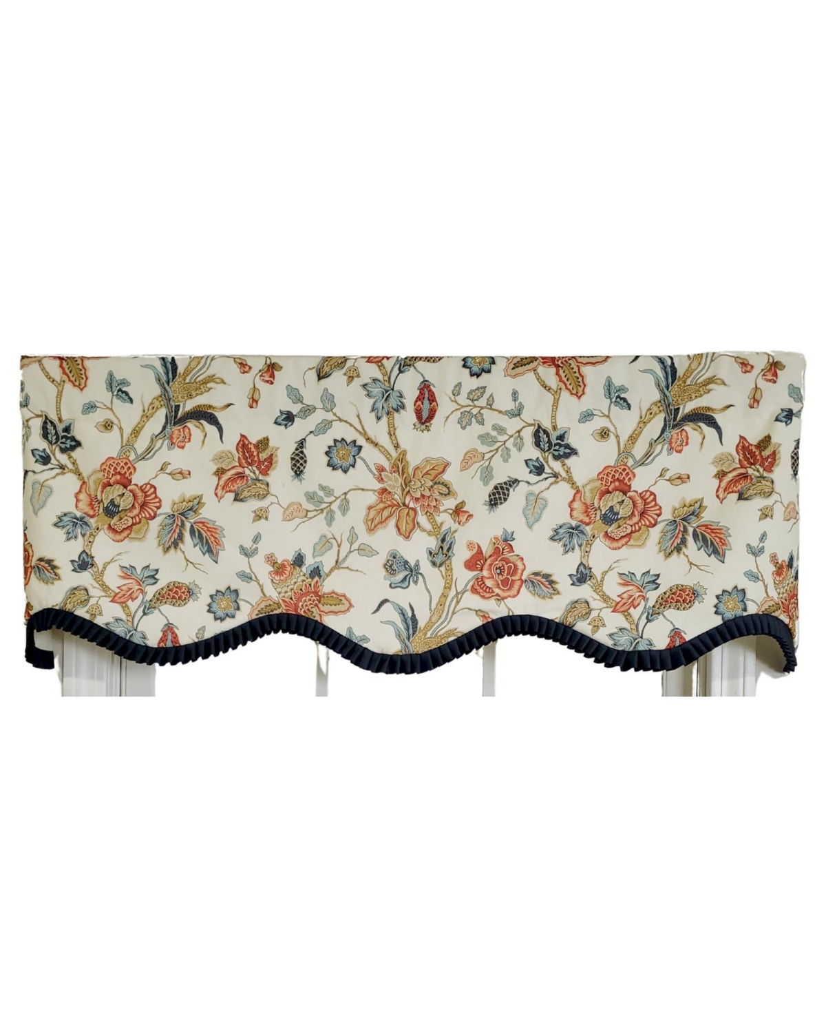 Rlf Home 3" Rod Pocket High Quality Fabric Giana Ruffled Provance Valance for Windows 50" x 15" Americana