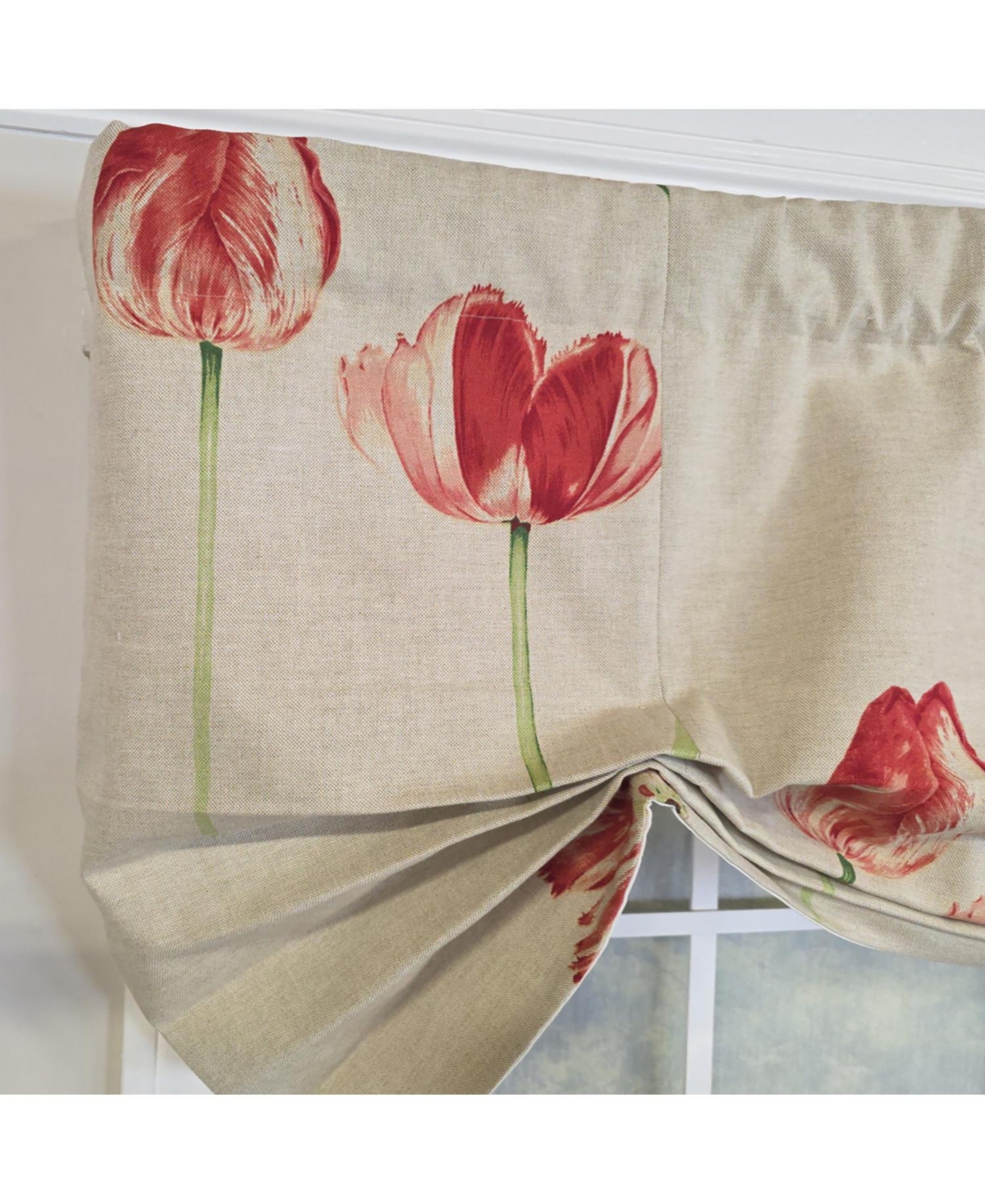 Rlf Home 100% Cotton La Tulipe Butterfly With Poly/Cotton Ivory lining Rod Pocket Valance 50" x 16" Linen