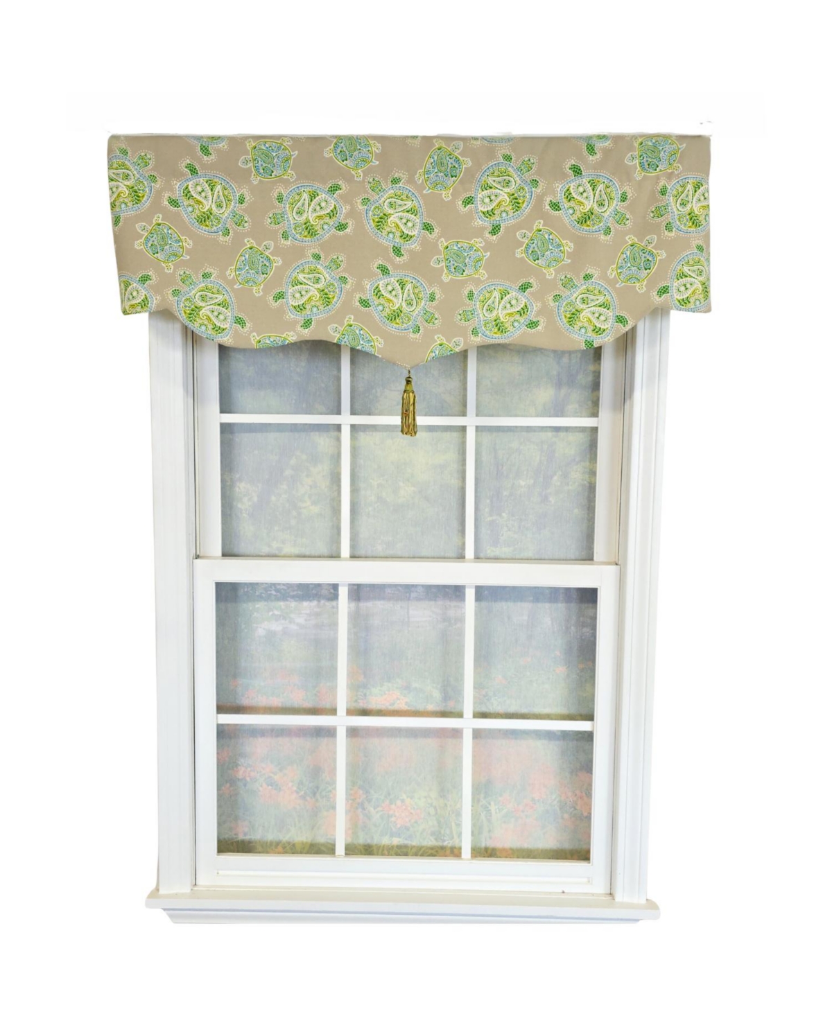Rlf Home 100% Cotton Tortuga Stanform Fully lined Windows Rod Pocket Valance 50" x 16" Green