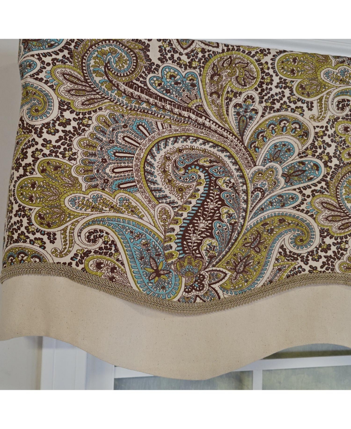 Rlf Home 100% Cotton Edenbridge Glory Fully lined Windows Rod Pocket Valance 50" x 16" Gray