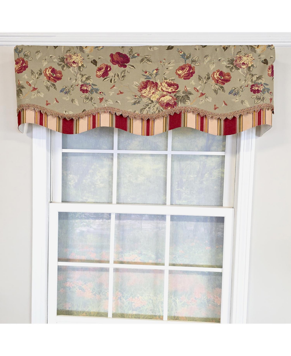 Rlf Home 100% Cotton Lymington Glory Fully lined Windows Rod Pocket Valance 50" x 16" Green