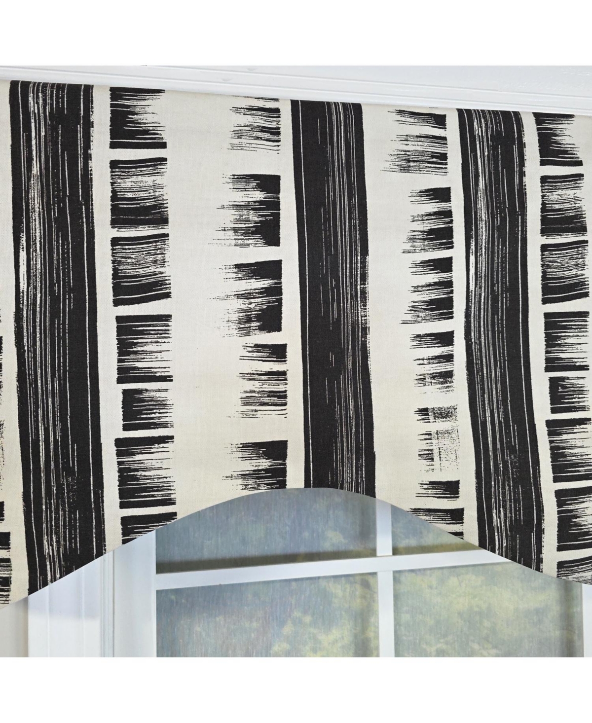 Rlf Home 100% Cotton Jaspeado Cornice With Poly/Cotton Ivory lining Rod Pocket Valance 50" x 17" Black