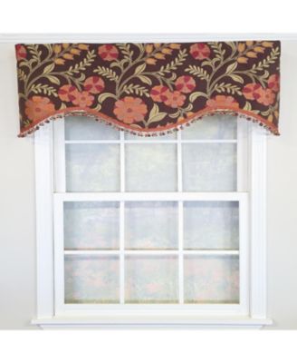 Lady Diane Cornice Valance Brown with Multicolor Tassel Trim 100% Cotton Fits Up to 48"W 50" x 17"  Brown
