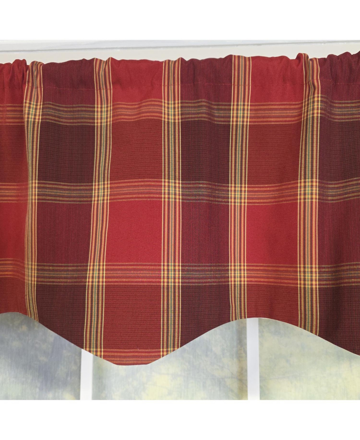 Rlf Home 100% PolyesterDuncaster Shapped Valanc Fully lined Rod Pocket Valance 50" x 13" Burgundy