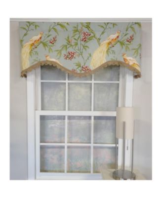 3" Rod Pocket High Quality Fabric Long Tail Cornice Valance With Scalloped Trim for Windows 50" x 17" Sky